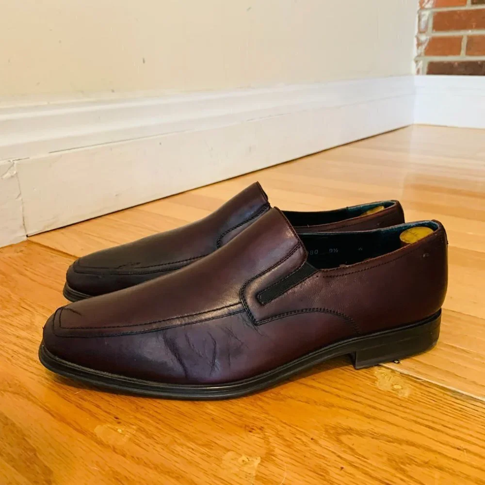 Magnanni Cognac Brown Leather Penny Loafers Size 9.5 M